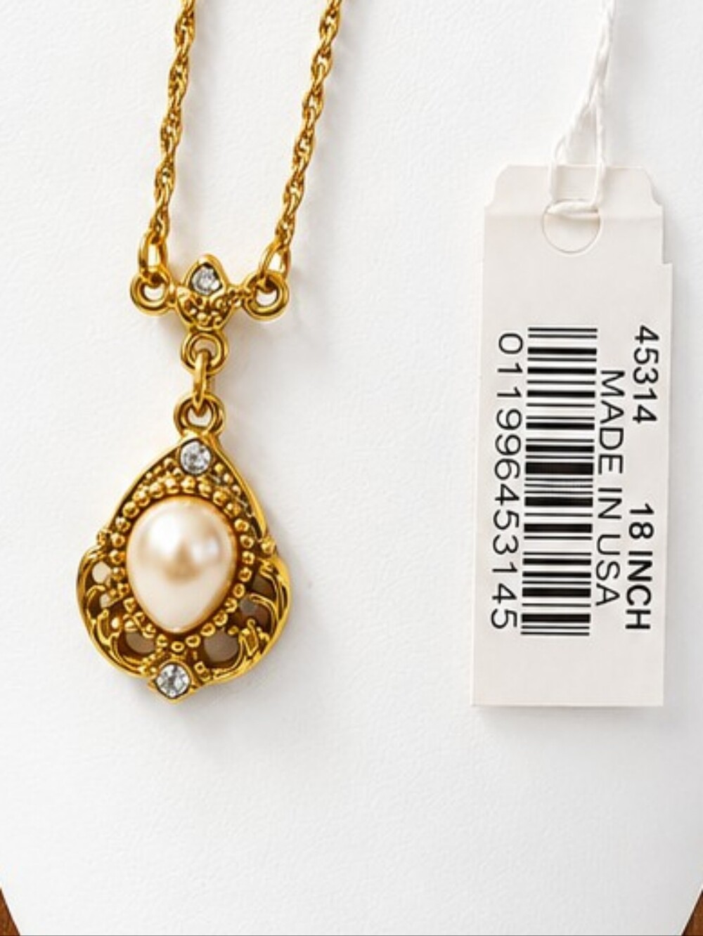 1928 Jewelry Co Faux Upside down Teardrop Pearl Necklace - Picture 3 of 4